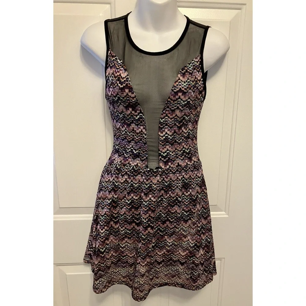 Women's For Love And Lemons Skater Mini Dress Sz XS Black Coquette Sheer Sexy - Picture 1 of 6